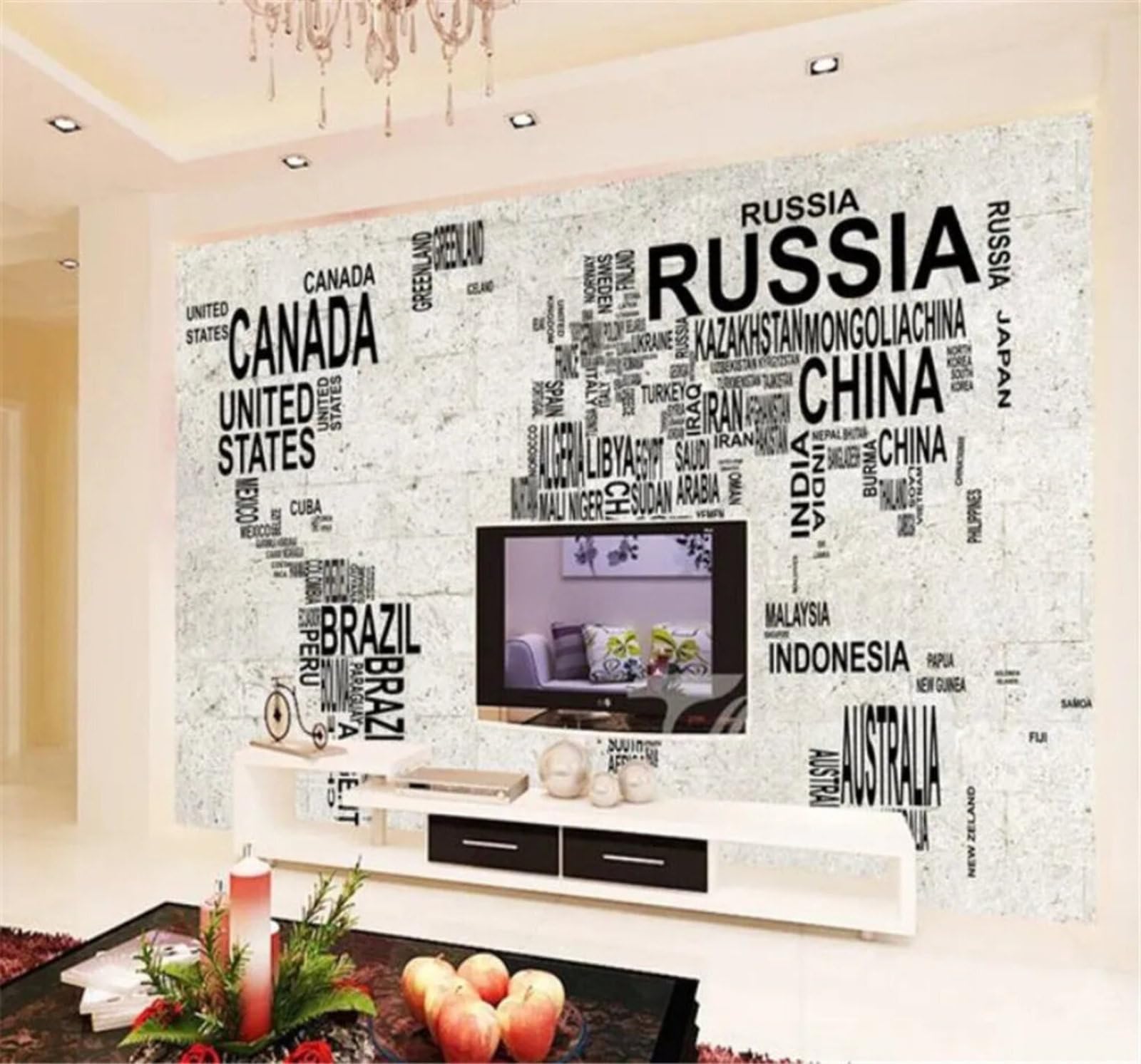 Tzxztt Abstract Creative Digital Map Stone Wall Modern 3D Wallpaper Premium Textured Silk Neutral Tones Material Ideal for Living Room Bedroom-400cm×280cm