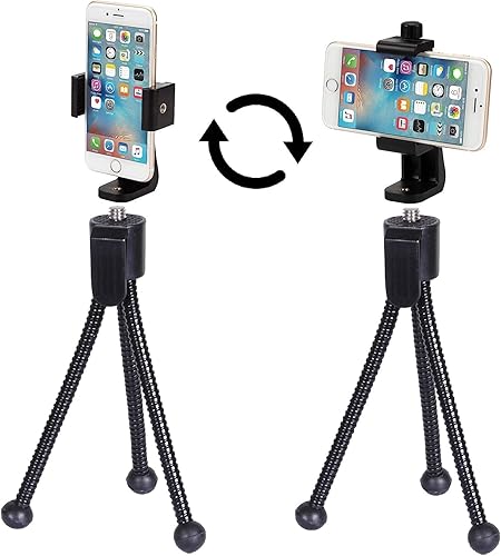 Miniatura 2 de Alphx - Juego de adaptador universal para trípode para teléfono celular, compatible con iPhone, Samsung y todos los teléfonos, gira vertical y