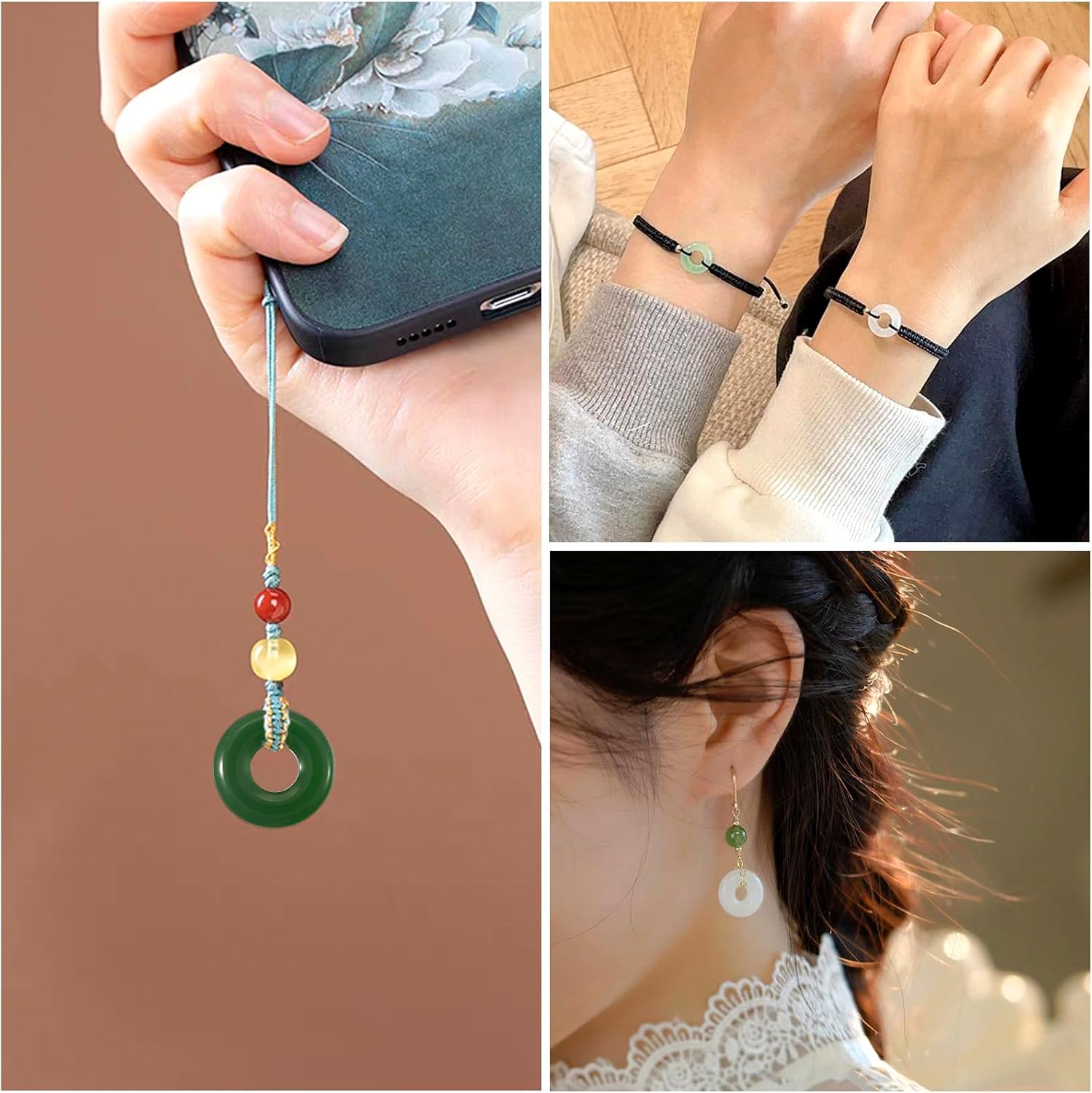 12mm Green Hollow Flat Round Beads Crystal Glass Circle Bead Craftdady 75Pcs Glass Donut Ring Charms Beads White Disc Rondelle Slices Loose Beads for DIY Bracelet Earring Jewelry Making - Image 6