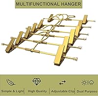 Vista 5 de Percha para pantalones, perchas de aluminio dorado para faldas, 2 clips ajustables, perchas de ropa resistentes que ahorran espacio, percha duradera