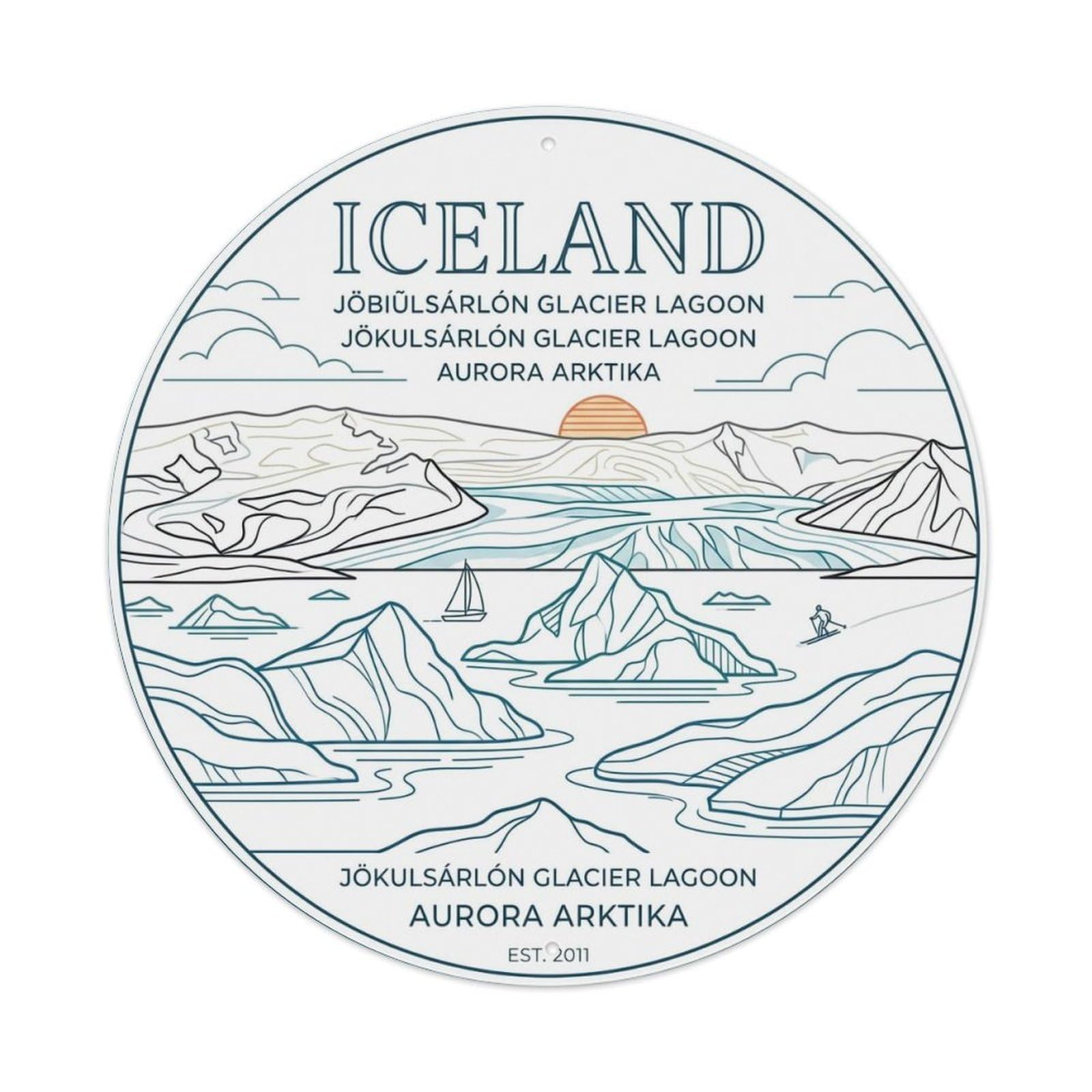 Vintage Travel Jokulsarlon Iceland Lagoon Metal Tin Sign