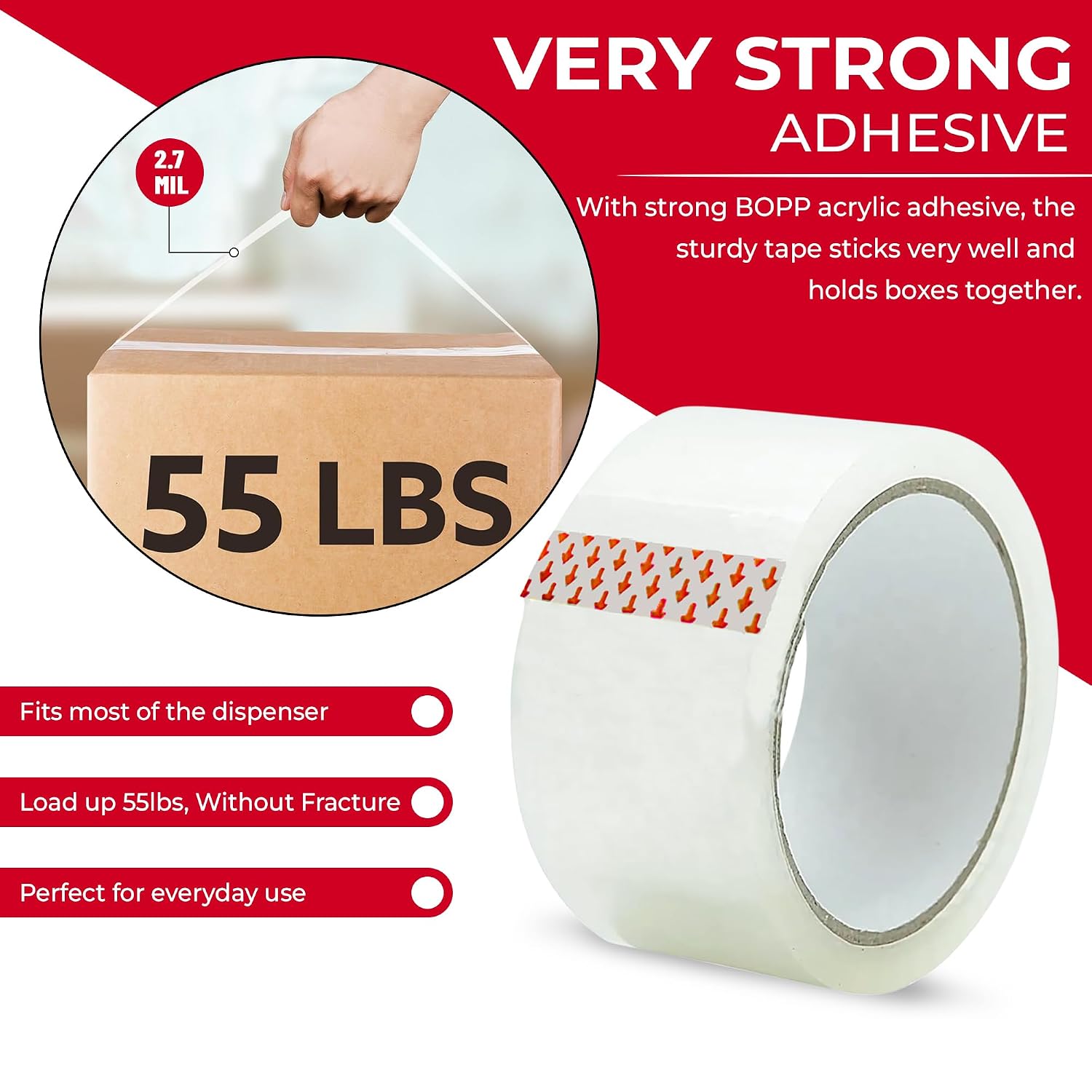 WHISTLER Clear Packing Tape Heavy Duty 36 Rolls 1.88 inch x 110 Yards 2.7 Mil Thick