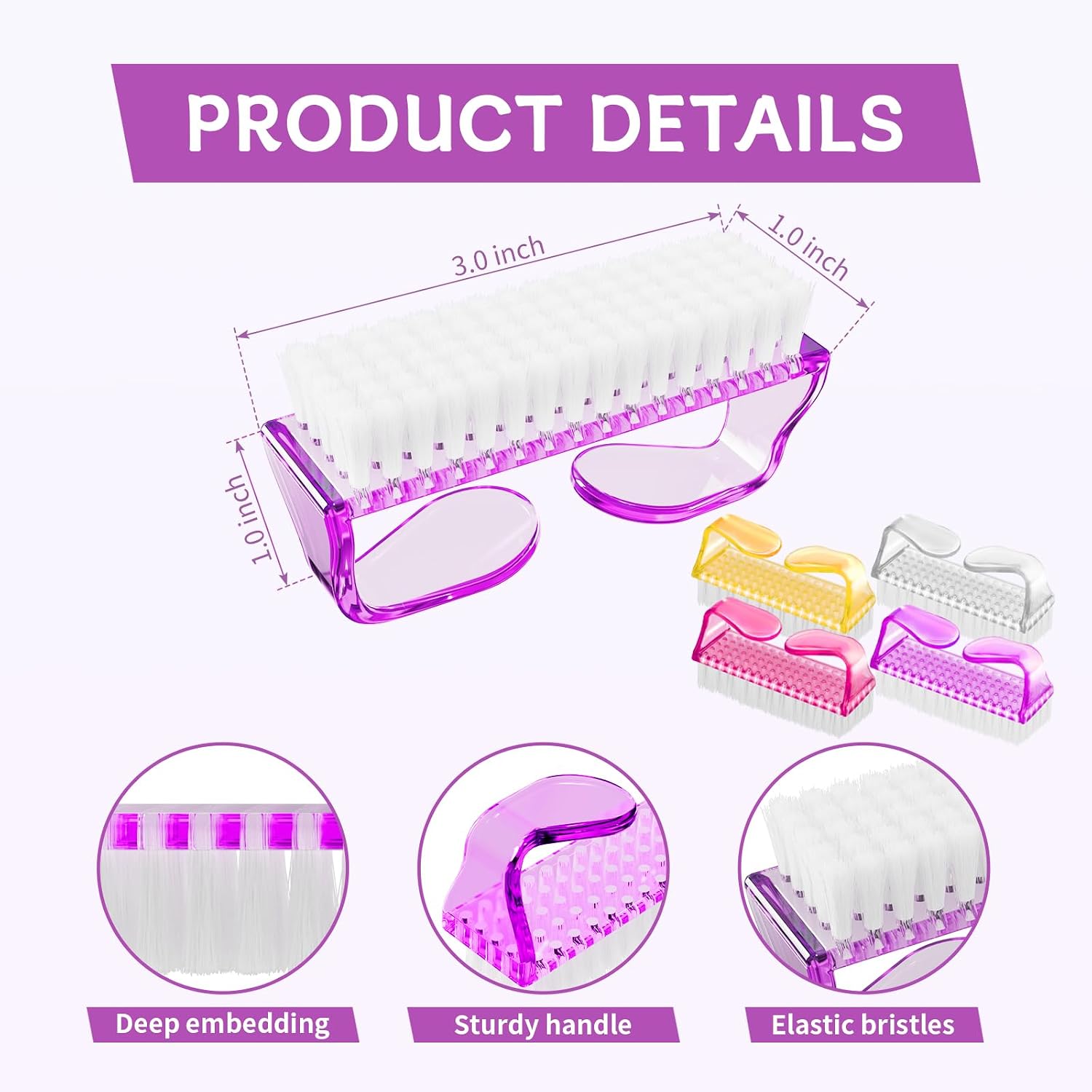 SQULIGT Nail Brushes for Cleaning Fingernails, Handle Grip Nail Scrubber Brush, Manicure Tools Scrub Brushes Kit, Toenail Brush To Clean Under Nails Pedicure Foot Small Brush Women Men (8 Pack)