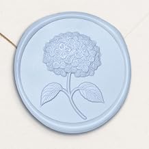 UNIQOOO Wax Seal Stickers - 3D Hydrangea Floral Wedding Invitation Envelope Seal Stickers, 50 Pcs Self- Adhesive Stickers, Perfect for Invitation, Christmas, Gift Wrapping Light Blue
