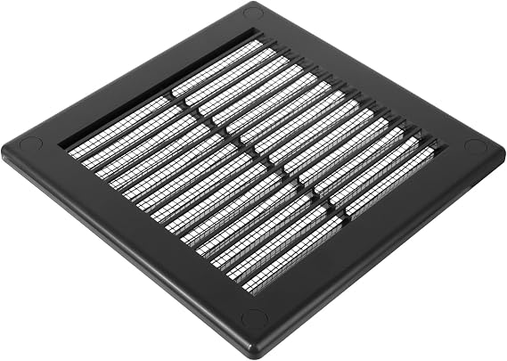 150x150mm (6 Inch) Black Square Air Vent Cover - Plastic Air Vent Grille with Insect Mesh Screen - External Wall Ventilation Cover for HVAC Ducts, Ceiling or Wall Vents - Indoor Outdoor