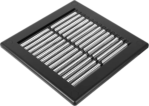 150x150mm (6 Inch) Black Square Air Vent Cover - Plastic Air Vent Grille with Insect Mesh Screen - External Wall Ventilation Cover for HVAC Ducts, Ceiling or Wall Vents - Indoor Outdoor