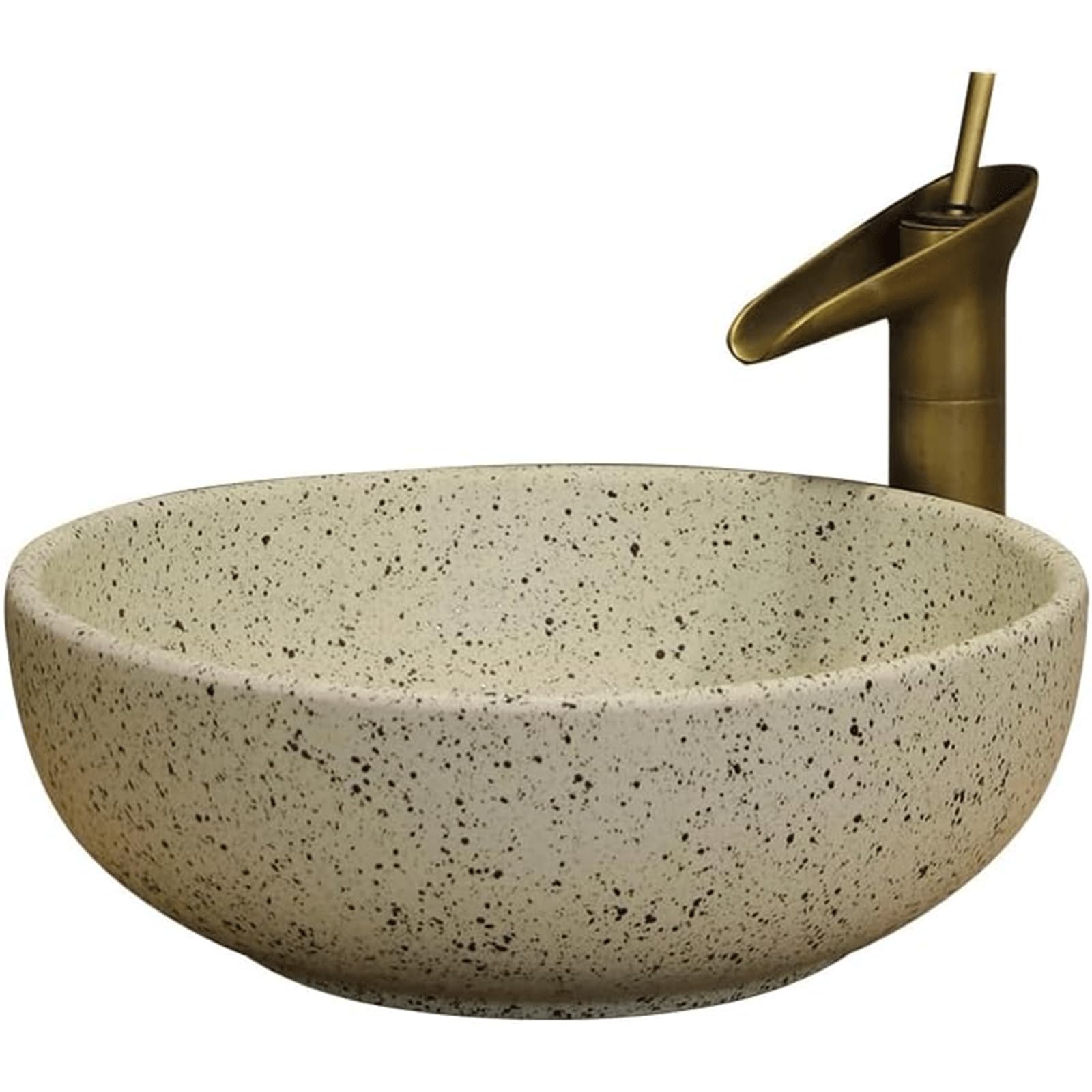 TIANQIHAO Countertop Vessel Sink, Round Ceramic Art Basin, Retro Above Counter Washbasin For Bathroom