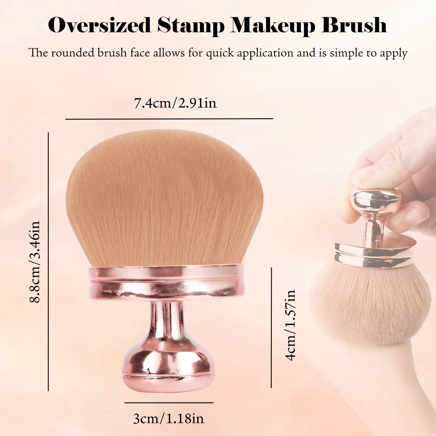 TORMEN Extra Large Body Makeup Brush – 74mm Kabuki Foundation Powder Brush for Face and Body Soft Synthetic Bristles (Rose Gold)