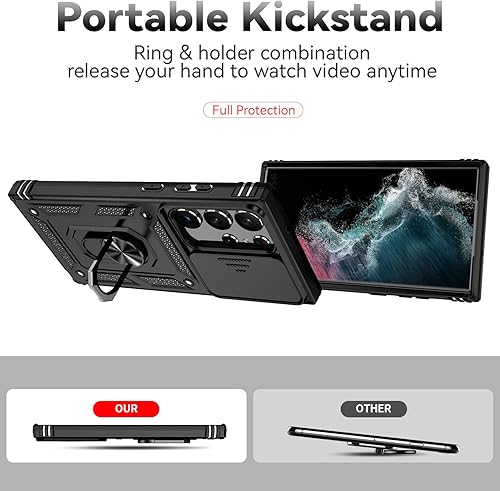 Miniatura 7 de Funda para Samsung Galaxy S23 Ultra con funda para cámara deslizante, protector de pantalla HD prueba de caídas de grado militar Funda protectora