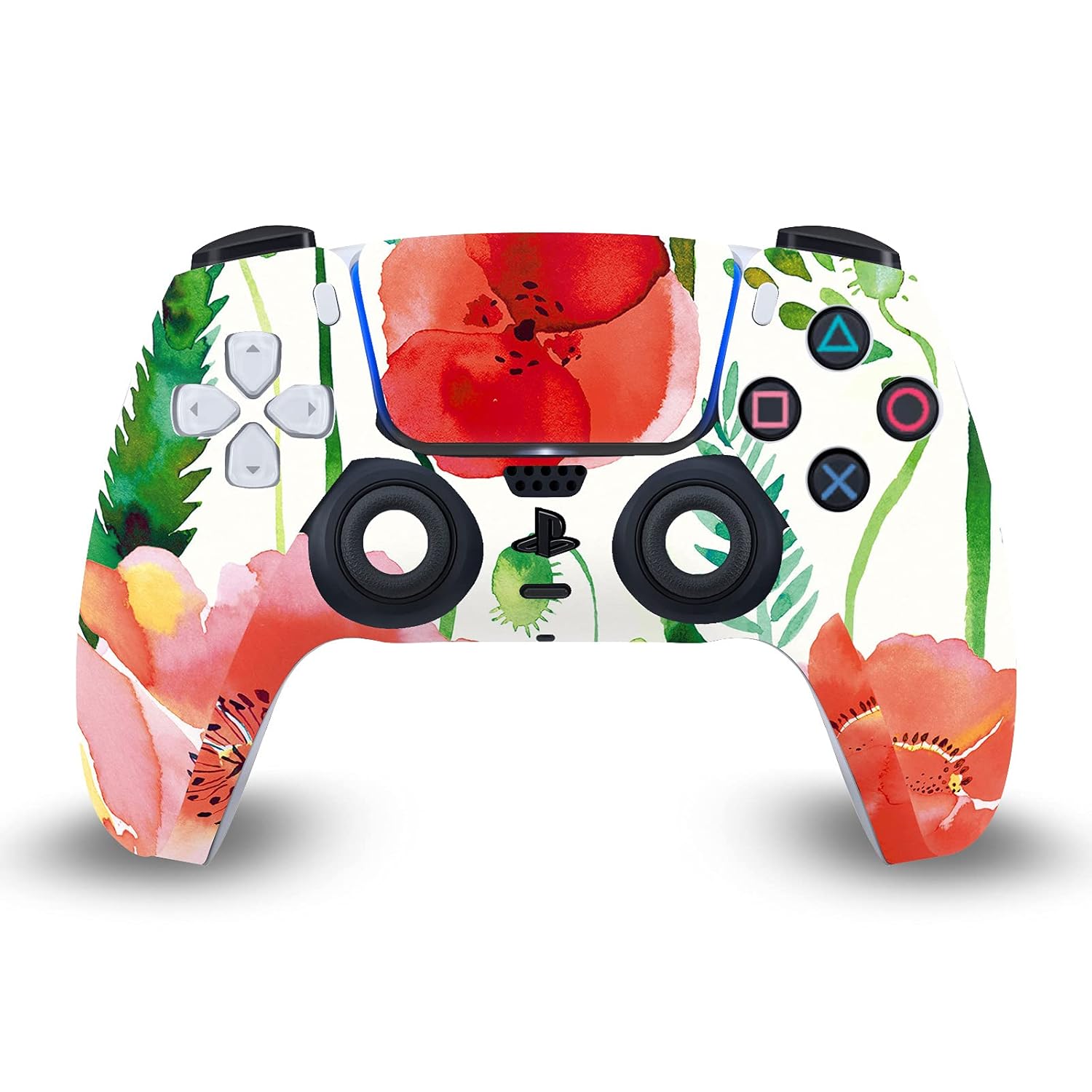 Head Case Designs Officially Licensed Ninola Red Flower Art Mix Vinyl Faceplate Sticker Gaming Skin Decal Cover Compatible with Sony Playstation 5 PS5 Digital Edition Console and DualSense Controller
