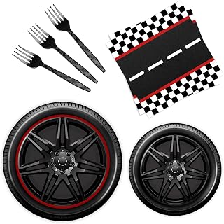 96 Pcs Race Car Plates and Napkins Party Supplies Race Car Birthday Party Decorations Race Car Party Favors Race Car Party Supplies for Boys
