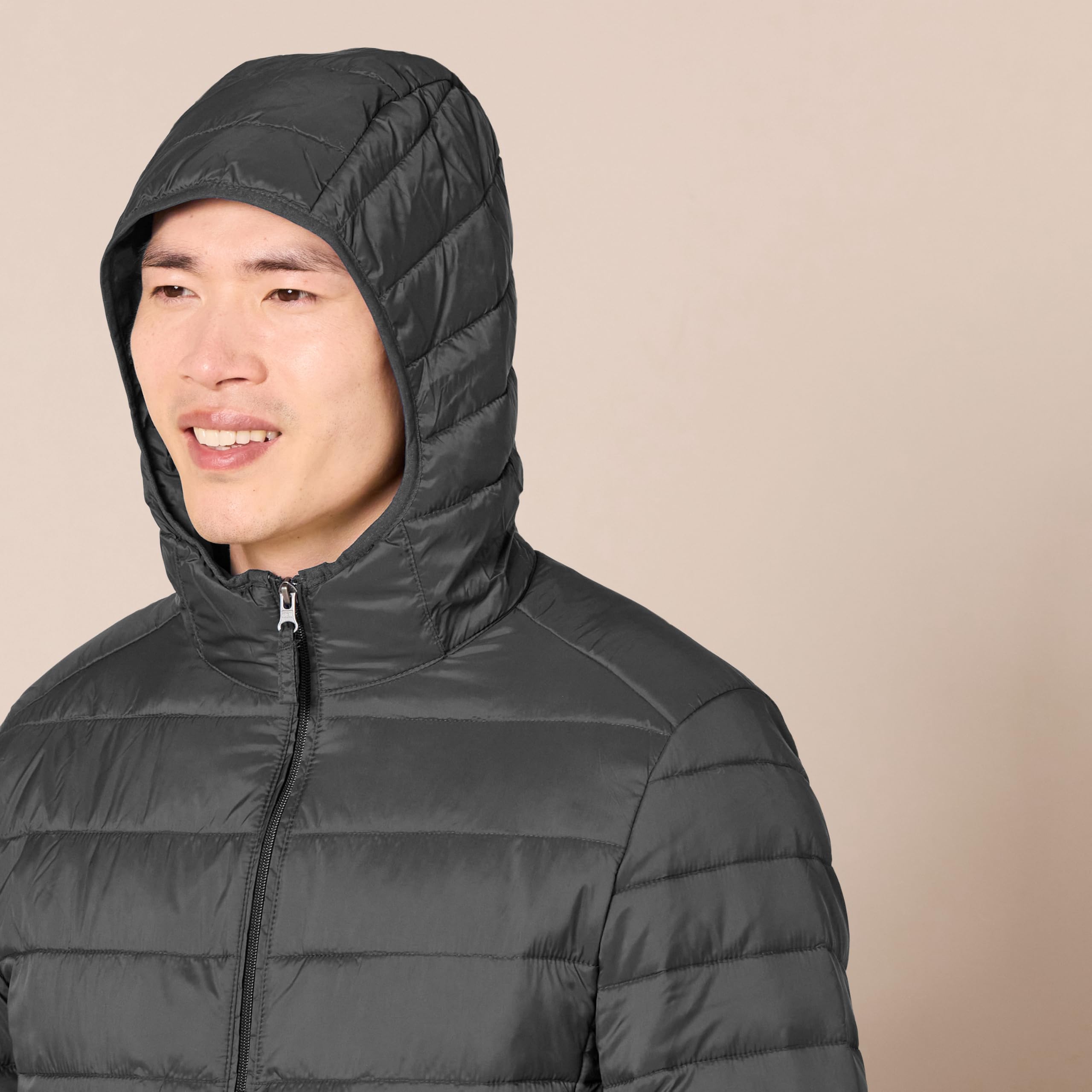 Amazon Essentials Homme Doudoune à Capuche Légère, Paquetable et Résistante à L’Eau