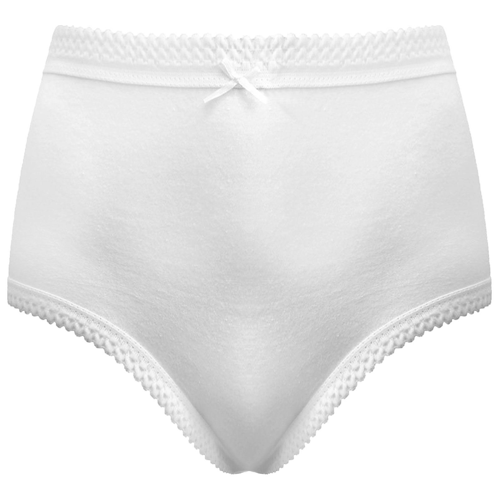 KNWER CLOTHING PACK OF 6 NEW WOMENS LADIES MAXI BRIEFS FULL MAMA PANTIES UNDERWEAR KNICKERS[WHITE PACK OF 6|44"-46" (XOS)]