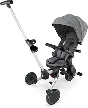 Childrens Tricycle, 7-in-1 Folding Tricycle, With Push Rod, With Steps, For Ages 1 to 3 Years, Bicycle, Ride-On, Kids Bike, Compact Storage, Pedal Lock, Safety Bar, Sunshade Cover, Toy, Present