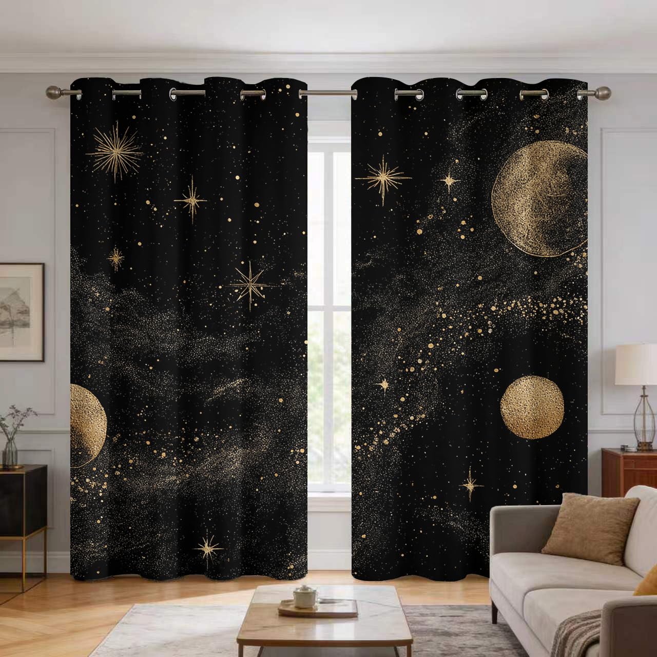 Rideau Motif Galaxie Mystique pour créer une ambiance cocooning au salon