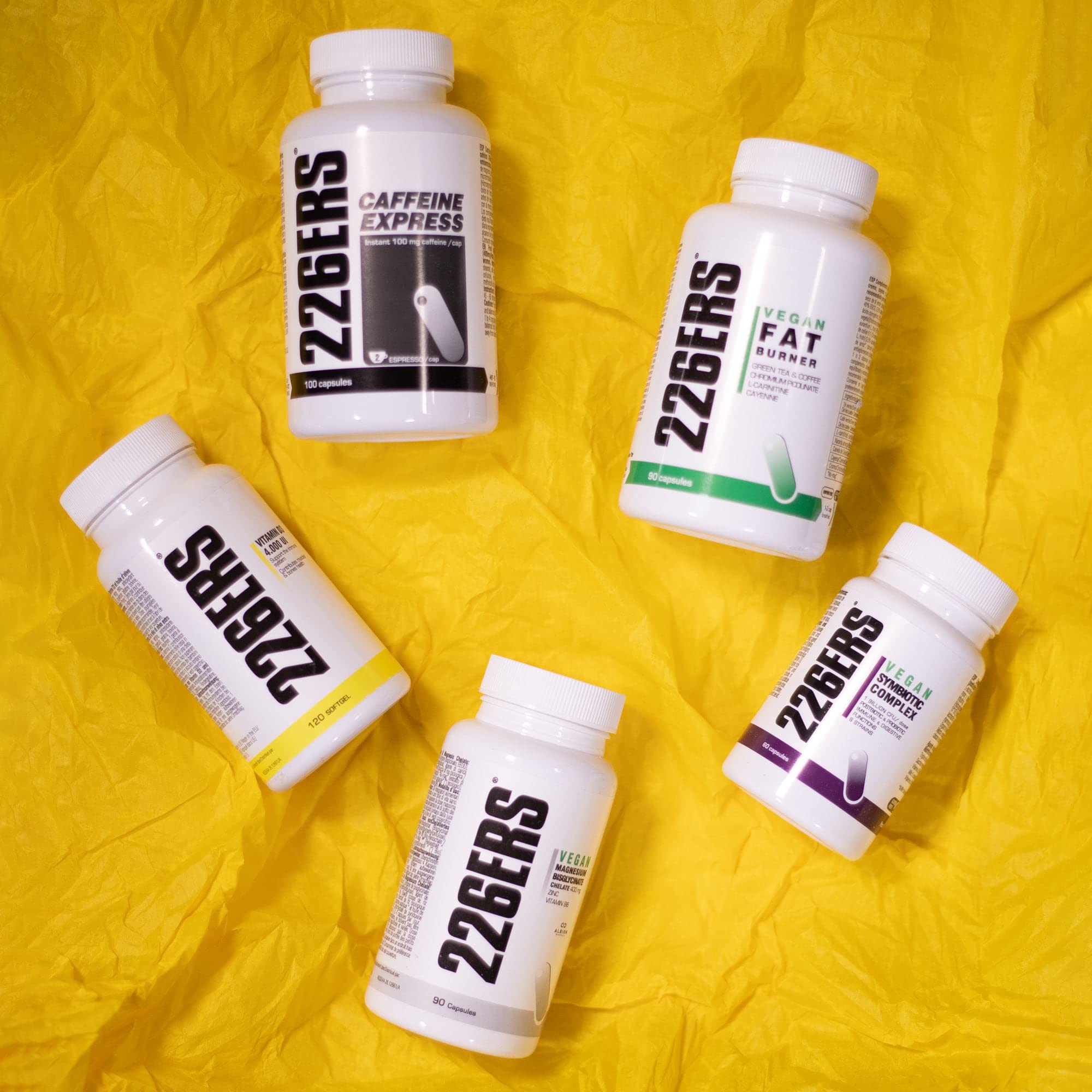226ERS Pack Control de Peso 5 Suplementos | Optimiza Masa Corporal con Cápsulas de Cafeína + Termogénico Quemagrasas + Vitamina D3 + Complejo Simbiótico + Magnesio Quelado