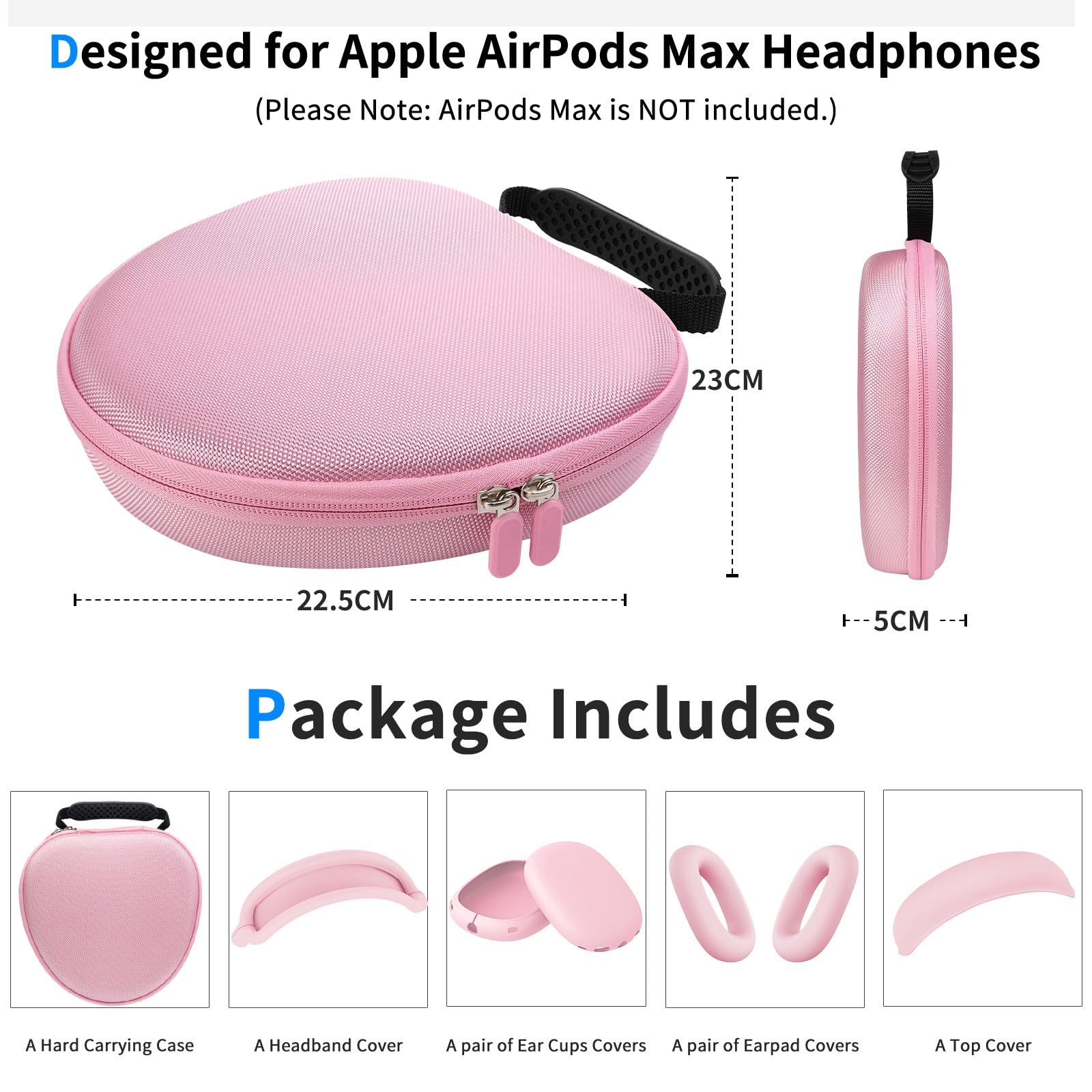 Custodia rigida per cuffie AirPods Max, supporta la modalità sleep, custodia da viaggio con AirPods Max in silicone per auricolari/copriauricolari/fascia per auricolari, custodia protettiva portatile