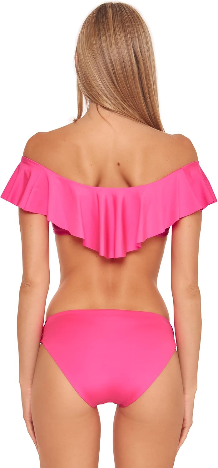 Trina Turk Women's Standard Monaco Off Shoulder Ruffle Bandeau Bikini Top-Swimwear Separates