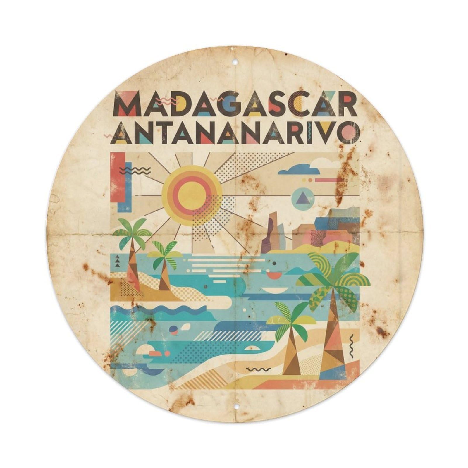 Madagascar Antananarivo Coral Coast Retro Geometry Metal Tin Sign