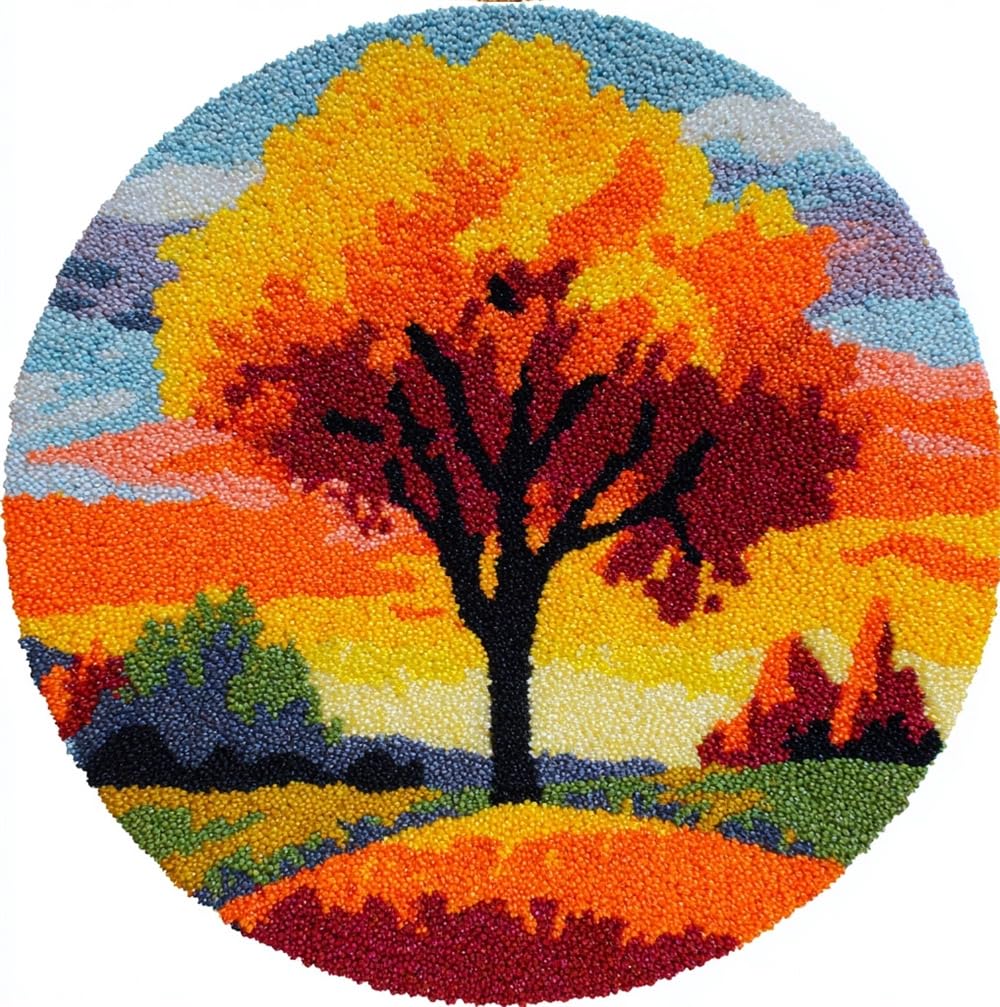 kitphoenix Latch Hook Kits for Adults Autumn Golden Tree Leaves