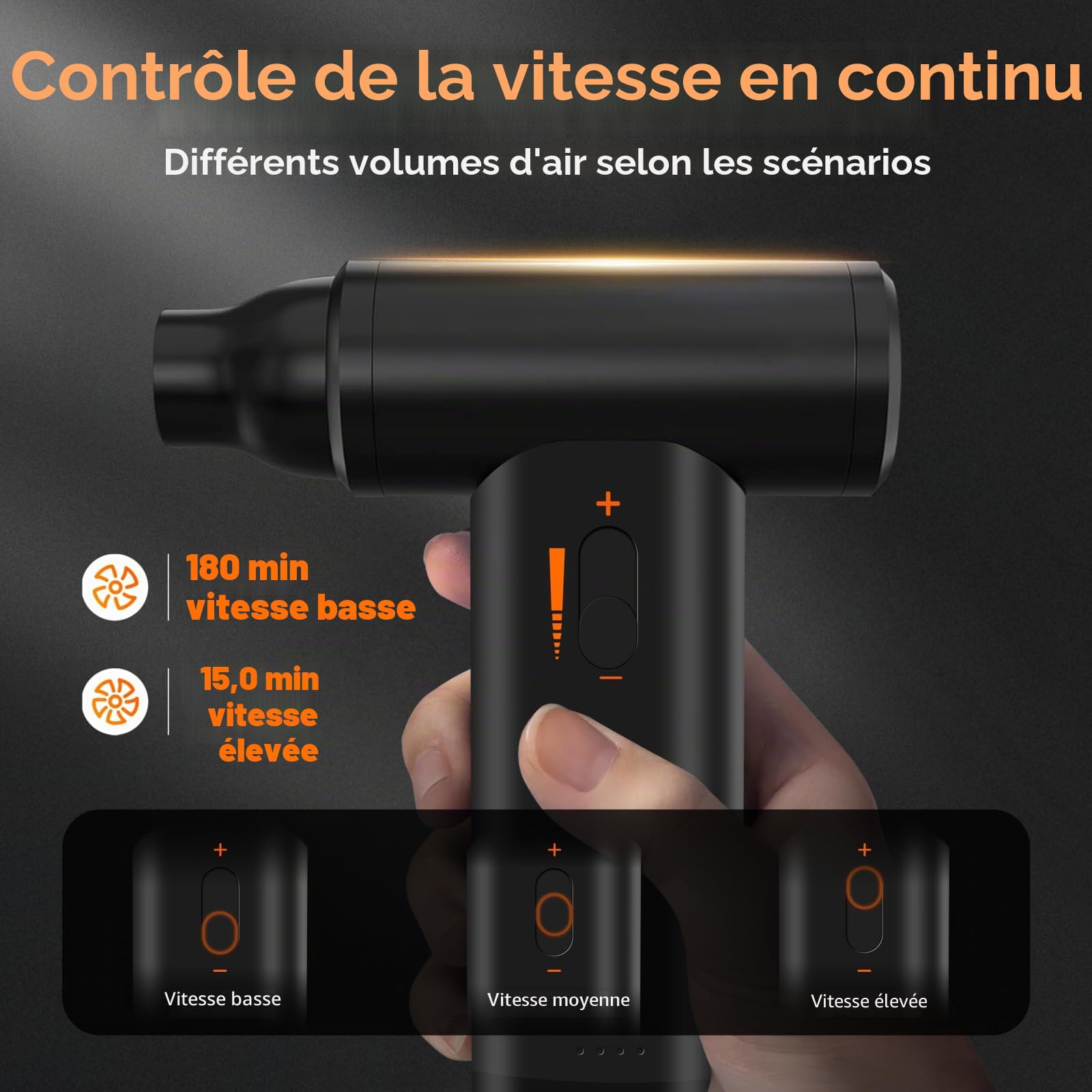 MERTTURM USB-C Souffleur Air Comprimé, 120000RPM Alliage D'aluminium Dépoussiérant Puissants Électrique, Air Comprimé Duster, Vitesse Réglable pour PC/Clavier/Voiture/Extérieur/Maison