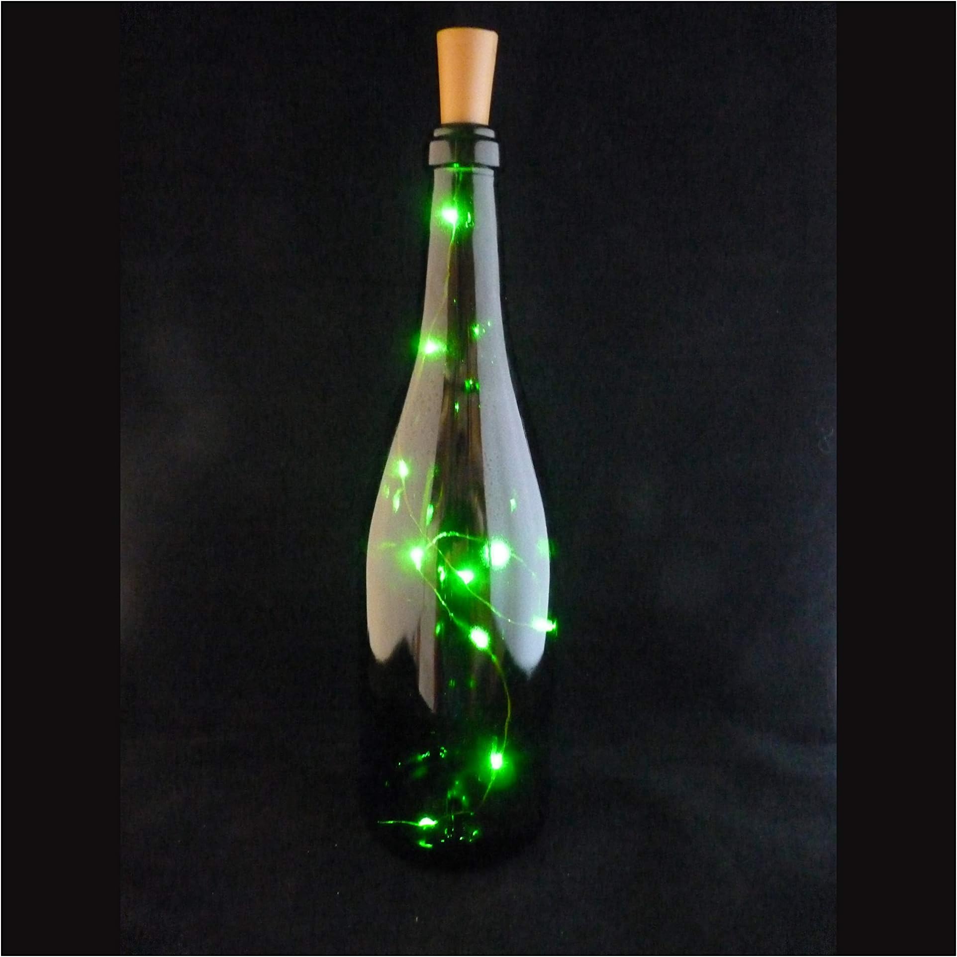 LED Cork with 10 Lights on a String with Bottle Stopper, Lamp, Light, Wedding, Event - Green *Bottle NOT Included*