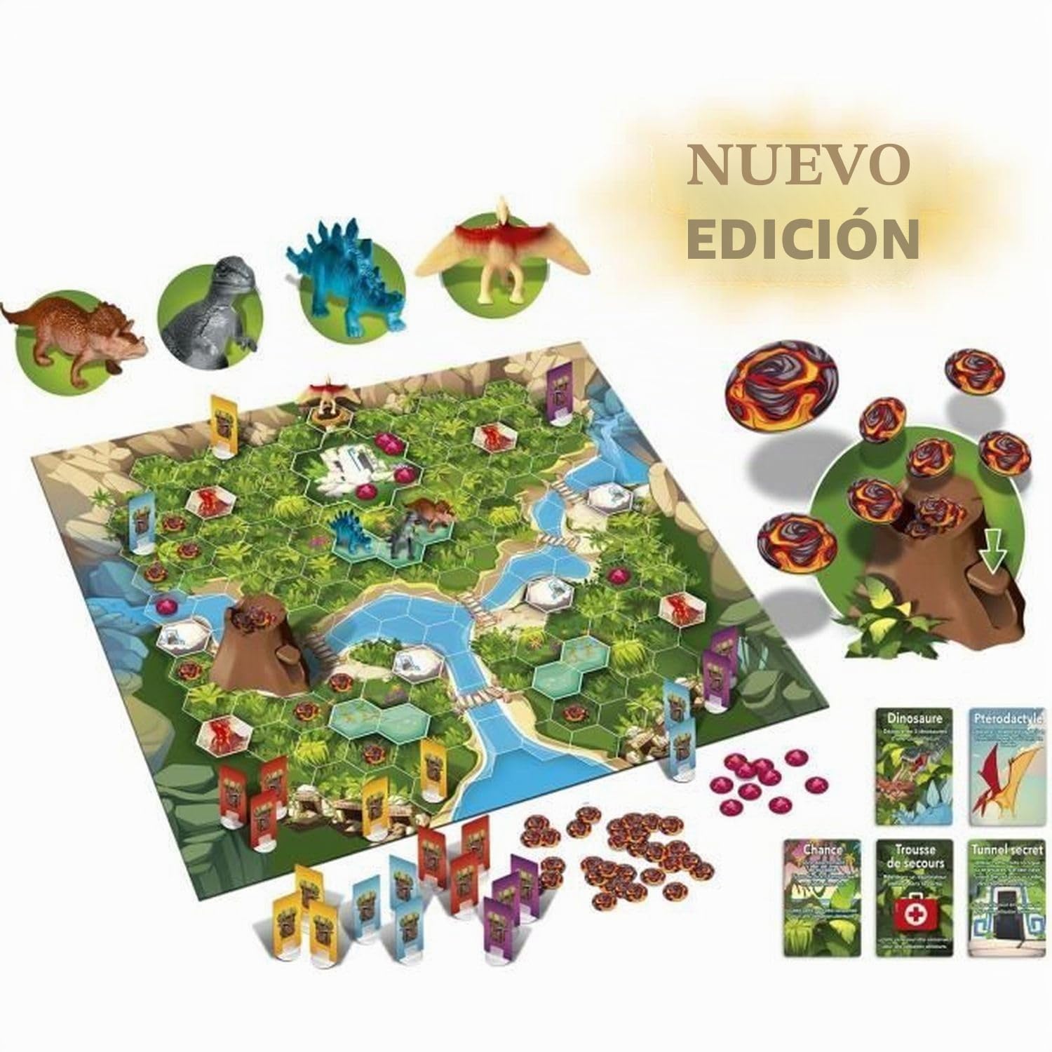 El Valle de los Dinosaurios - Juego de Mesa - Estrategia y Aventura Entre Amigos o en Familia - Desde 7 años - 2 a 4 Jugadores - Lansay