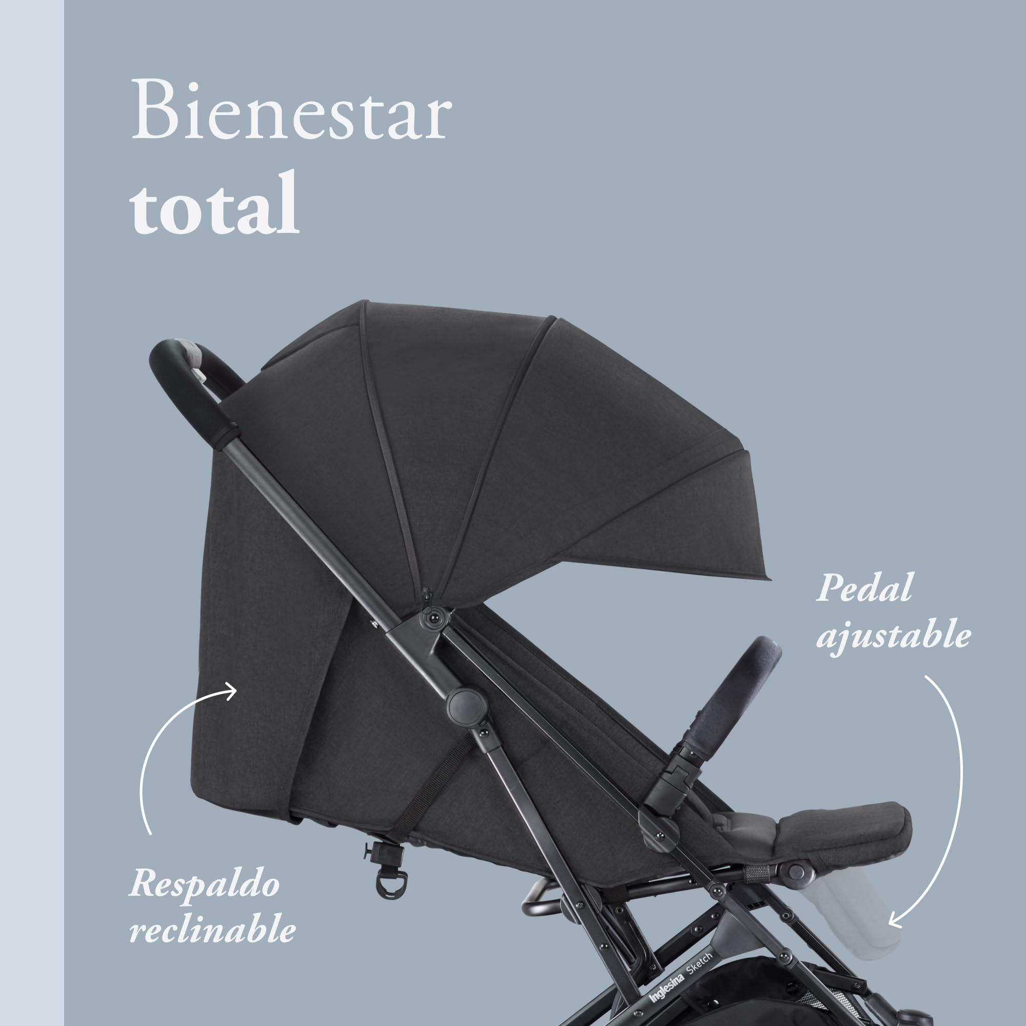 Inglesina AG86L0TBK - Inglesina Sketch, Sillita De Paseo Ligera, Total Black, total black, unisex