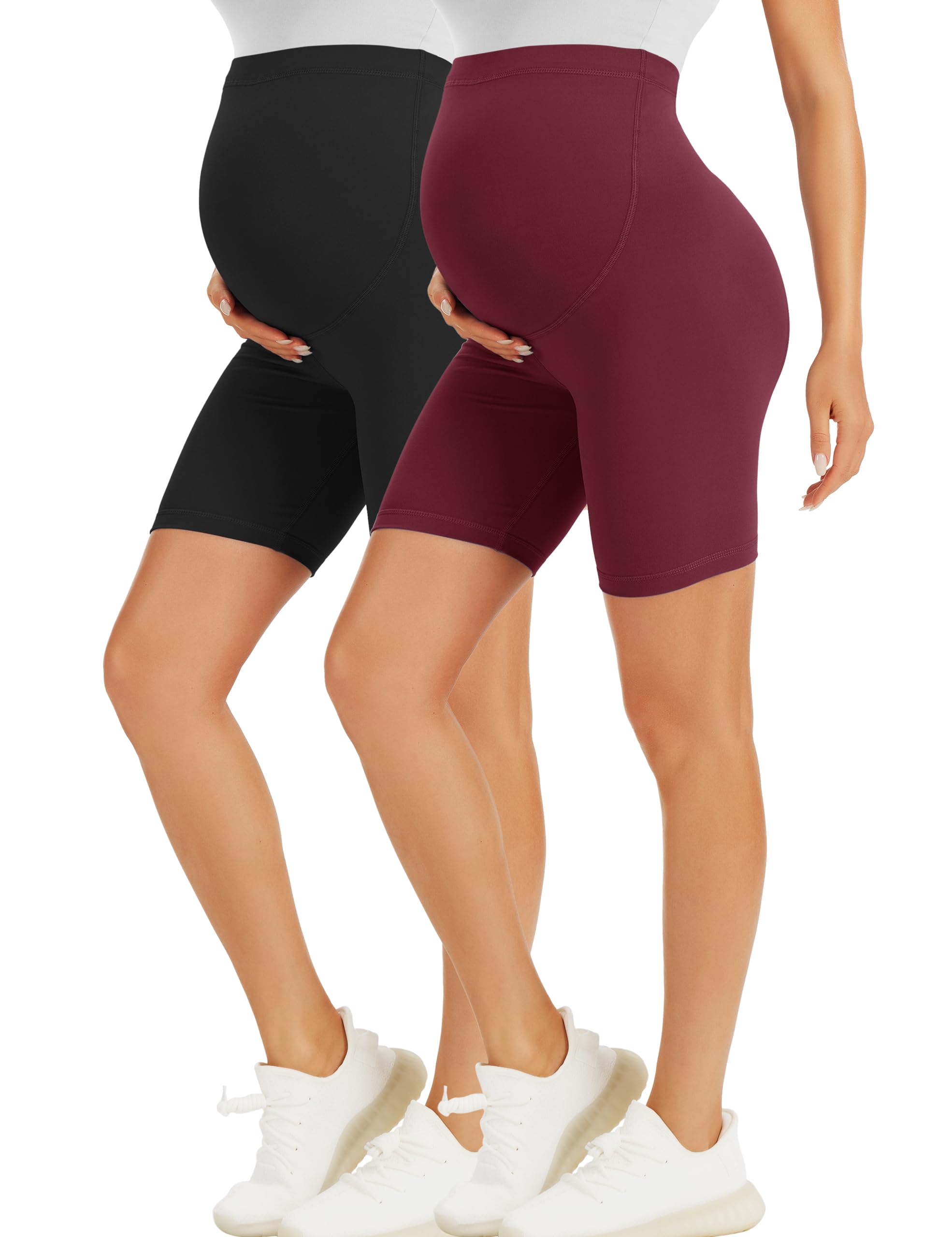 VALANDY Creamlush Maternity Shorts Over The Belly Pregnancy Biker Shorts Lounge Yoga Pants (S-XL) — view 10