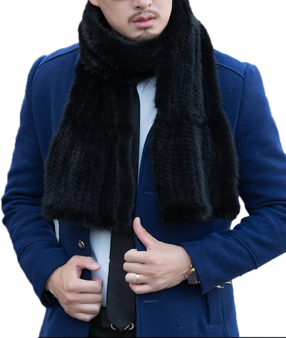 Real Mink Hair Tightly Knitted Fishtail Scarf Neckerchief Long 180×20cm