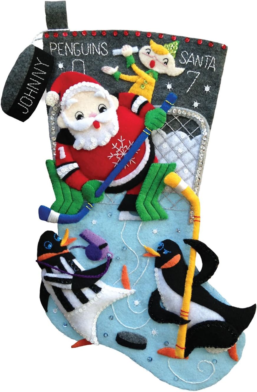 Pond Hockey 18" Felt Christmas Stocking Kit