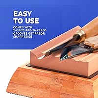 Vista 3 de Sharp Pebble Sharpening Stones for Wood Carving Tools-Two Whetstones Grit 400 & 1000 Gouge Sharpener- Waterstone Sharpening System for Wood Carving