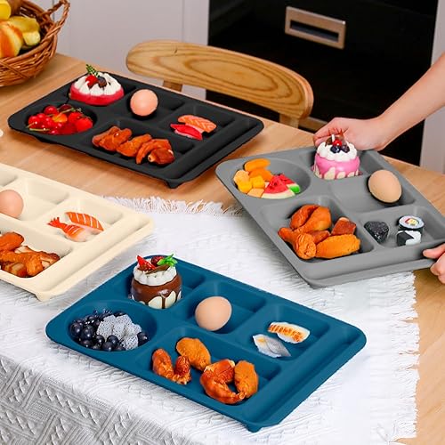 Miniatura 2 de Pinkunn Juego de 8 platos divididos de paja de trigo grandes de 14 pulgadas, platos divididos irrompibles, para microondas, lavavajillas, bandeja de