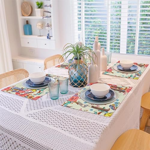 Miniatura 8 de Bird Animal Style Placemats Set of 4 Table Mats Washable Placemat Waterproof Place Mats for Party Home Dining Table Decor 18x12 in