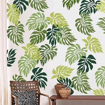 Bermuda Breeze Tropical Wall Stencil Kit Tropical Stencils for Walls - Tropical Stencil Design Reusable Stencil for Painting Walls Try Stencil Instead of Wallpaper and Save Lots on Room Makeover