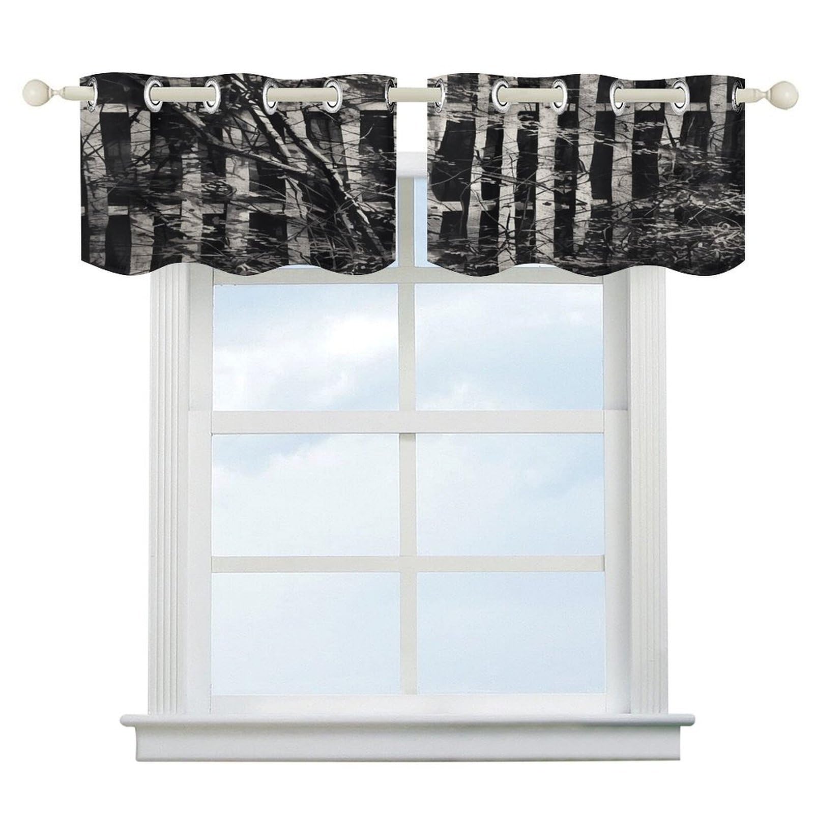 Fekiloot Style Old Wooden Fence Short Curtains Valance Curtain