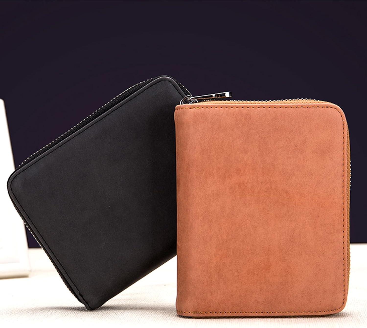 boshiho RFID Blocking 24 Slot Credit Card Holder Wallet Real Leather Multi Card Organizer Wallet with Zipper image 4
