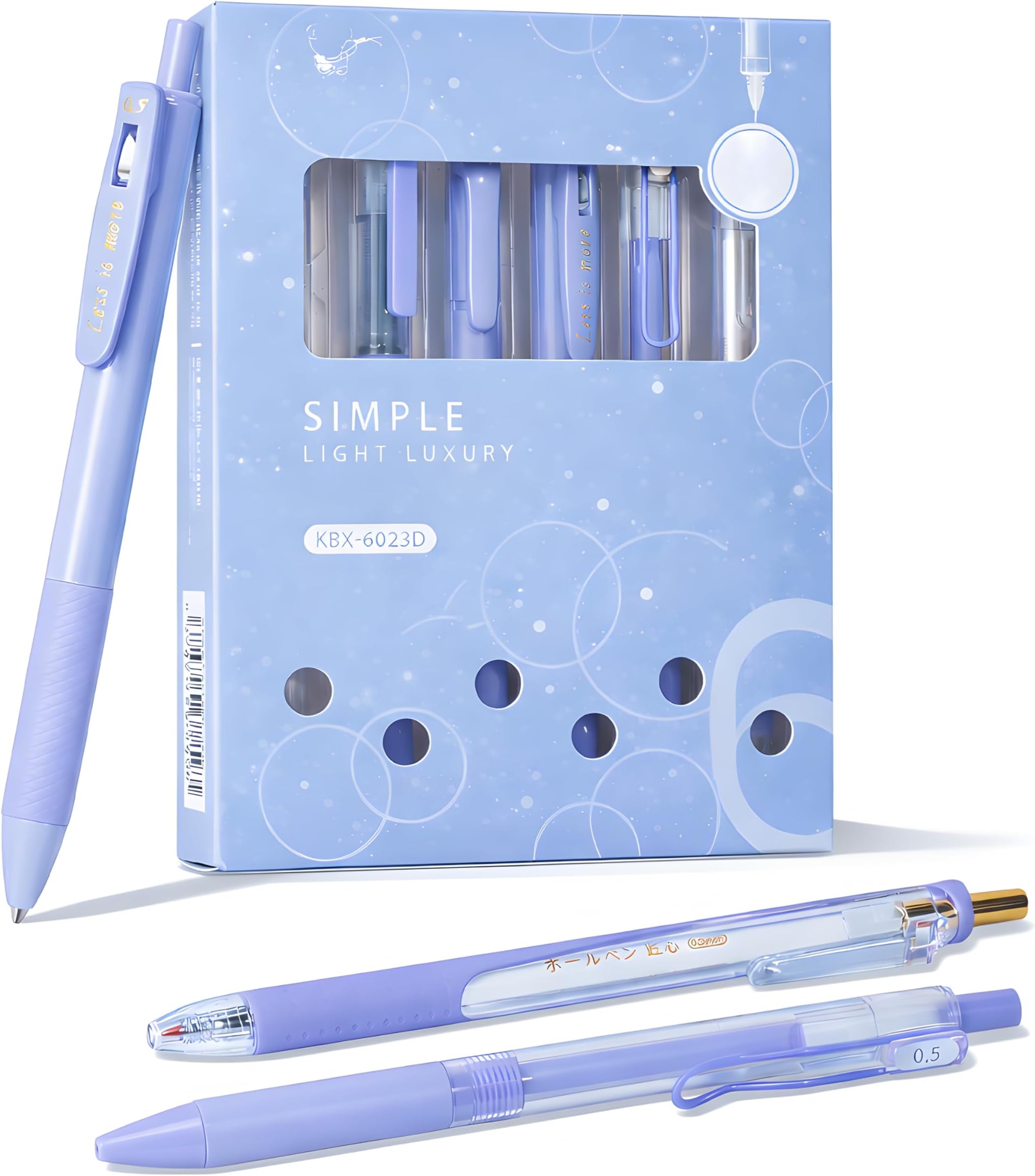 Toyshine 6 pcs Kawaii Click Action 0.5mm Neutral Pens Set High Aesthetic Value Fast Drying Kids Stationery Gift - Purple