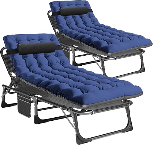 Barbella Catres plegables para camping, tumbonas para patio con colchón, 4 posiciones ajustables plegables para dormir, tumbonas para tomar el sol, disponible en Yaxa Peru