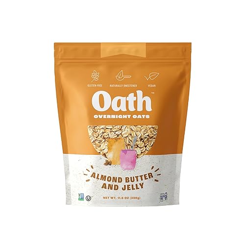 OATH Mantequilla de almendras y gelatina de avena durante la noche, sin gluten, sin OMG, vegano, kosher, 11.6 onzas (paquete de 1)