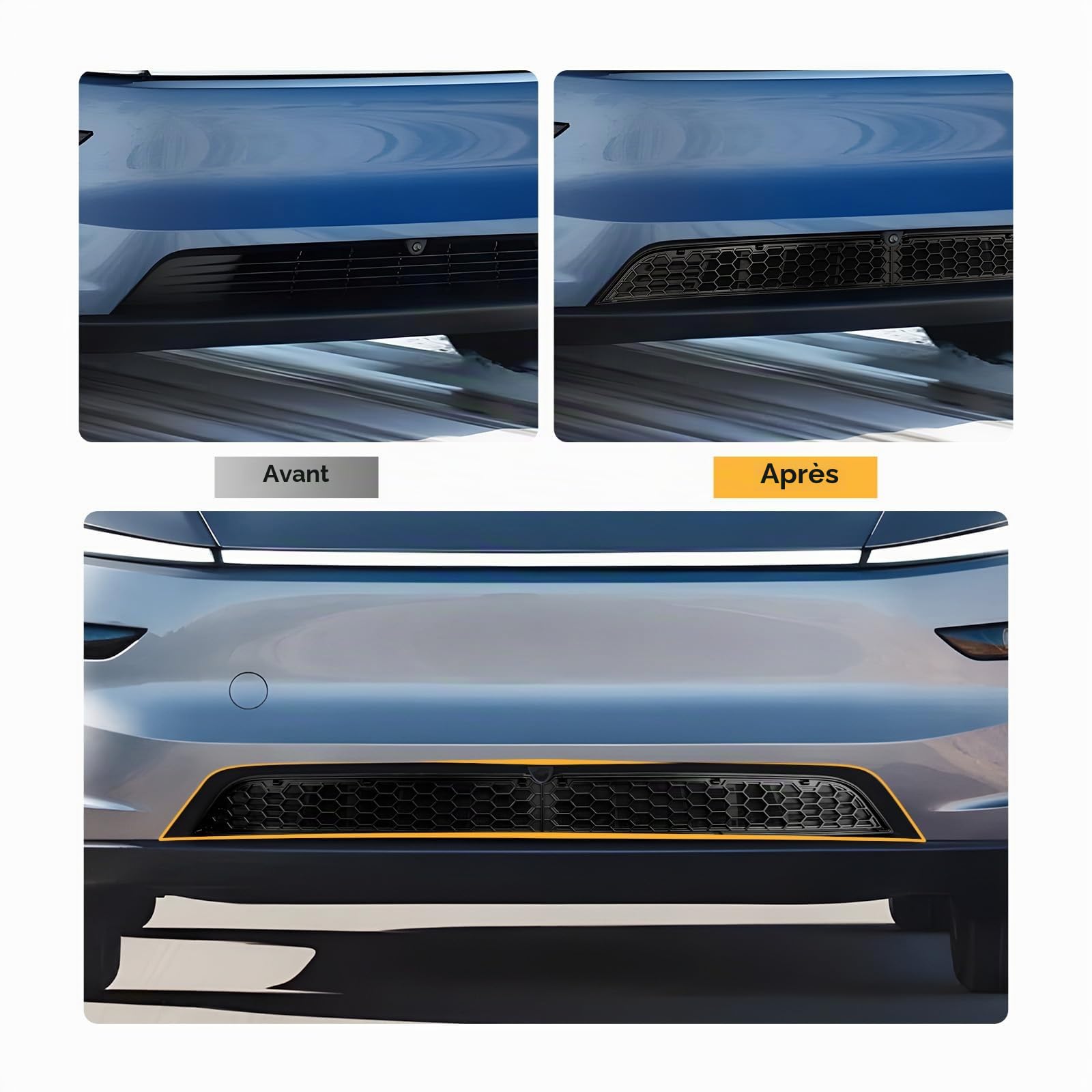 [Lot de 2] LFOTPP Grilles de Calandre Avant pour Tesla Model Y Juniper 2025 2026 2027, Sortie d'air Pare-chocs Inférieur Grilles d'aération Avant de Remplacement pour Tesla Model Y Accessoires