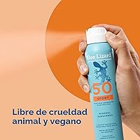 Vista 4 de BLUE LIZARD Sport Mineral Sunscreen Spray SPF 50+, marca recomendada por dermatólogos, protección UVA/UVB de amplio espectro, resistente al agua