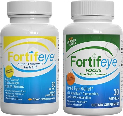 Fortifeye Blue Light Protection & Heart Health Bundle Fortifeye Super Omega Fish Oil 60 ct & Fortifeye Focus 30ct