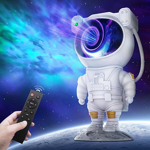 Proyector de luz de astronauta y galaxia, proyector de astronauta con temporizador y control remoto, luces de estrella para techo, gran decoración