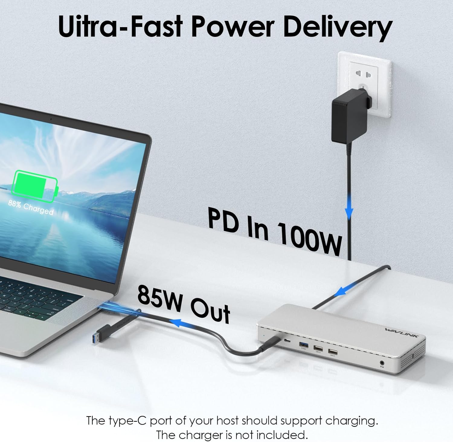 Docking Station 3 Monitors, WAVLINK SM770 Docking Station with Triple HDMI, Dual DP, 100W PD in, 10Gbps USB A&C, 2.5G Ethernet Port, Compatible with Intel Mac, SMI Driver & Host USB3.2 Gen 2 Required