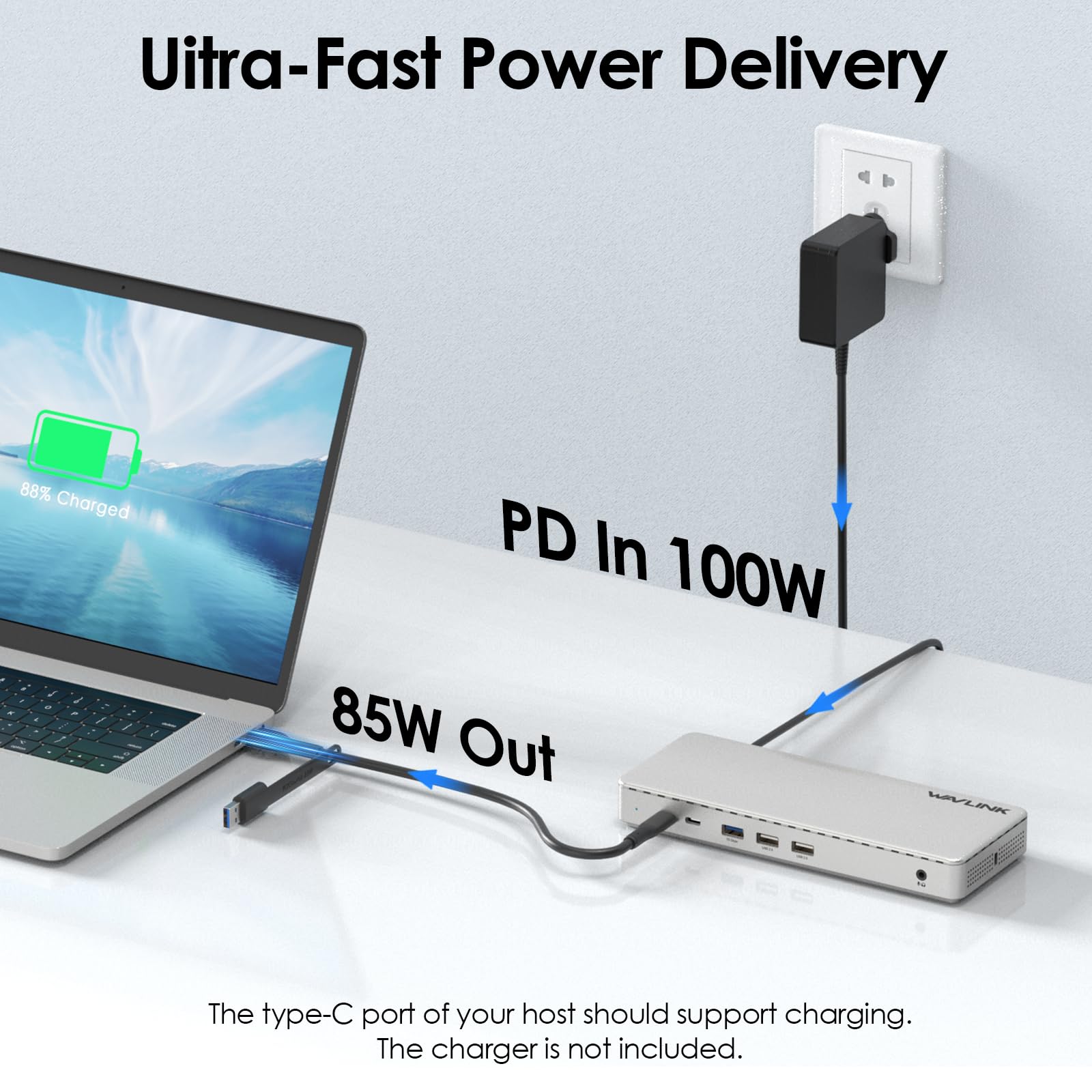 WAVLINK Stacja dokująca na 3 monitory, stacja dokująca SM770 z 3 HDMI, 2 DP, wejście PD 100 W, USB A&C 10 Gbps, Ethernet 2,5G, kompatybilna z Intel Mac, sterownikiem SMI i hostem USB 3.2 Gen 2