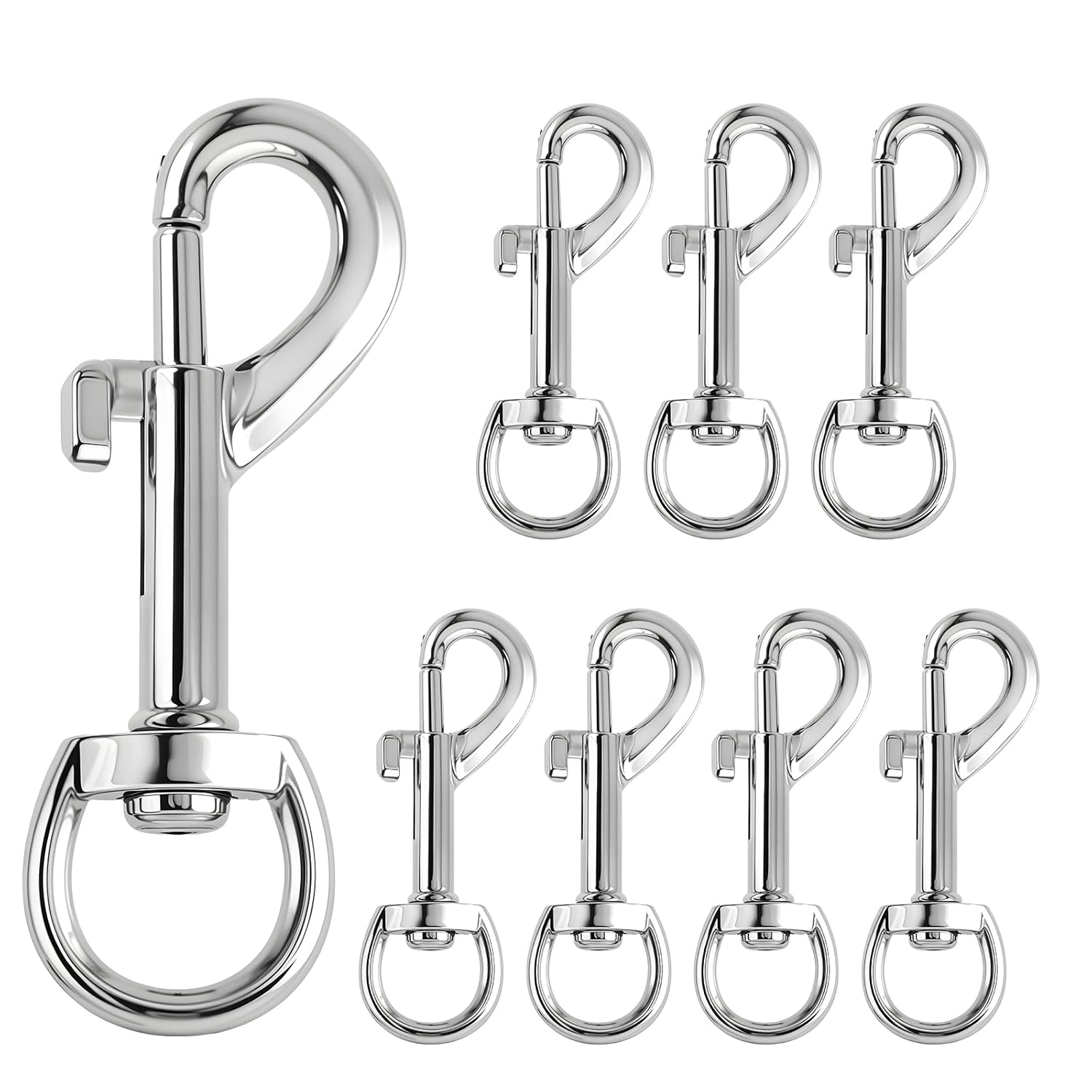 8 Pcs Swivel Eye Bolt Snap Hooks Heavy Duty Eye Bolt Clips Zinc Alloy Single Ended Flag Clips Clasp Trigger Snaps Plated for Diving Pet Leash Key Chain Flag Pole Rope Clothes Camera Strap Line