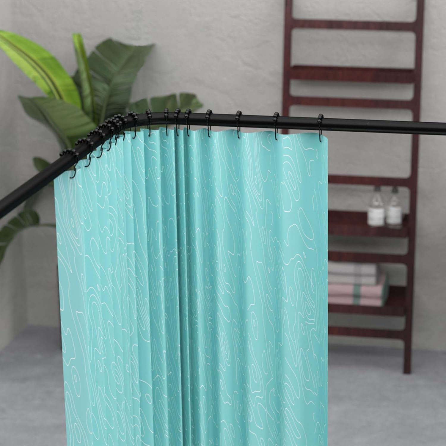 Bastone Tenda Doccia a L, estensibile 62–94x141–174cm, Nero | Dimensioni standard, 16 anelli per tenda doccia, leggero stabile, foratura, soffitto opzionale., doccia/vasca.