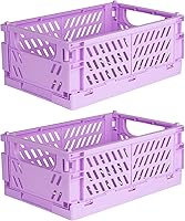 Vista 13 de Tixill Paquete de 2 mini cestas de plástico plegables para organización y almacenamiento, cajas de almacenamiento plegables para el hogar, cocina