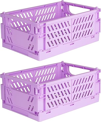 Miniatura 13 de Tixill Paquete de 2 mini cestas de plástico plegables para organización y almacenamiento, cajas de almacenamiento plegables para el hogar, cocina